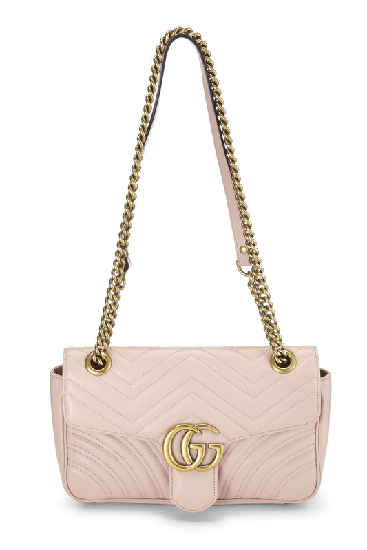 Gucci, Bolso de hombro pequeño GG Marmont de cuero rosa Pre-Loved, Rosa