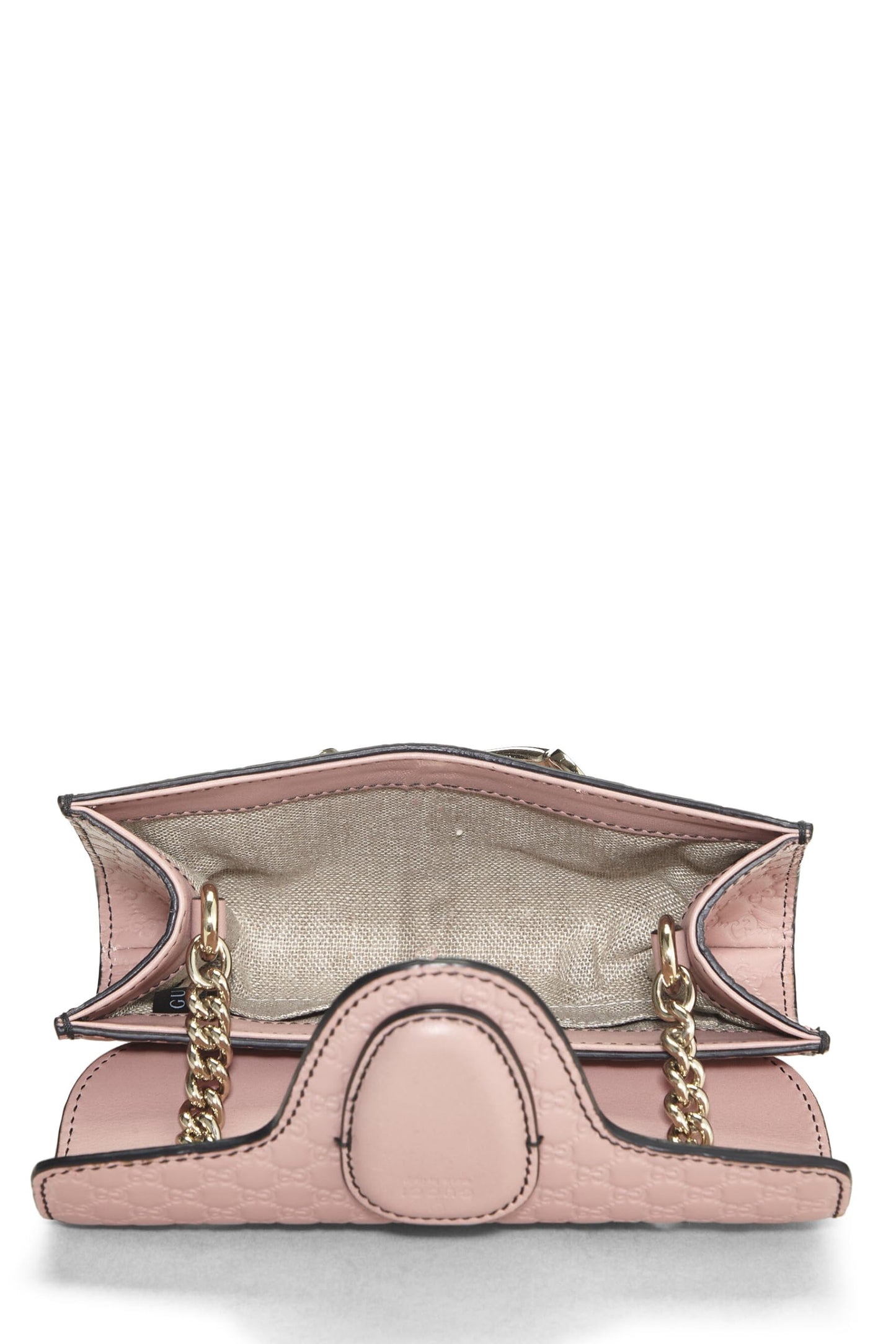 Gucci, sac à bandoulière Emily Chain en cuir Microguccissima rose d'occasion, rose