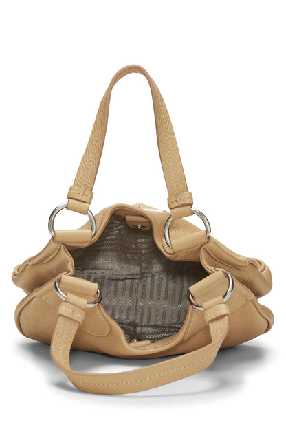 Prada, sac à bandoulière Vitello Daino beige d'occasion, beige