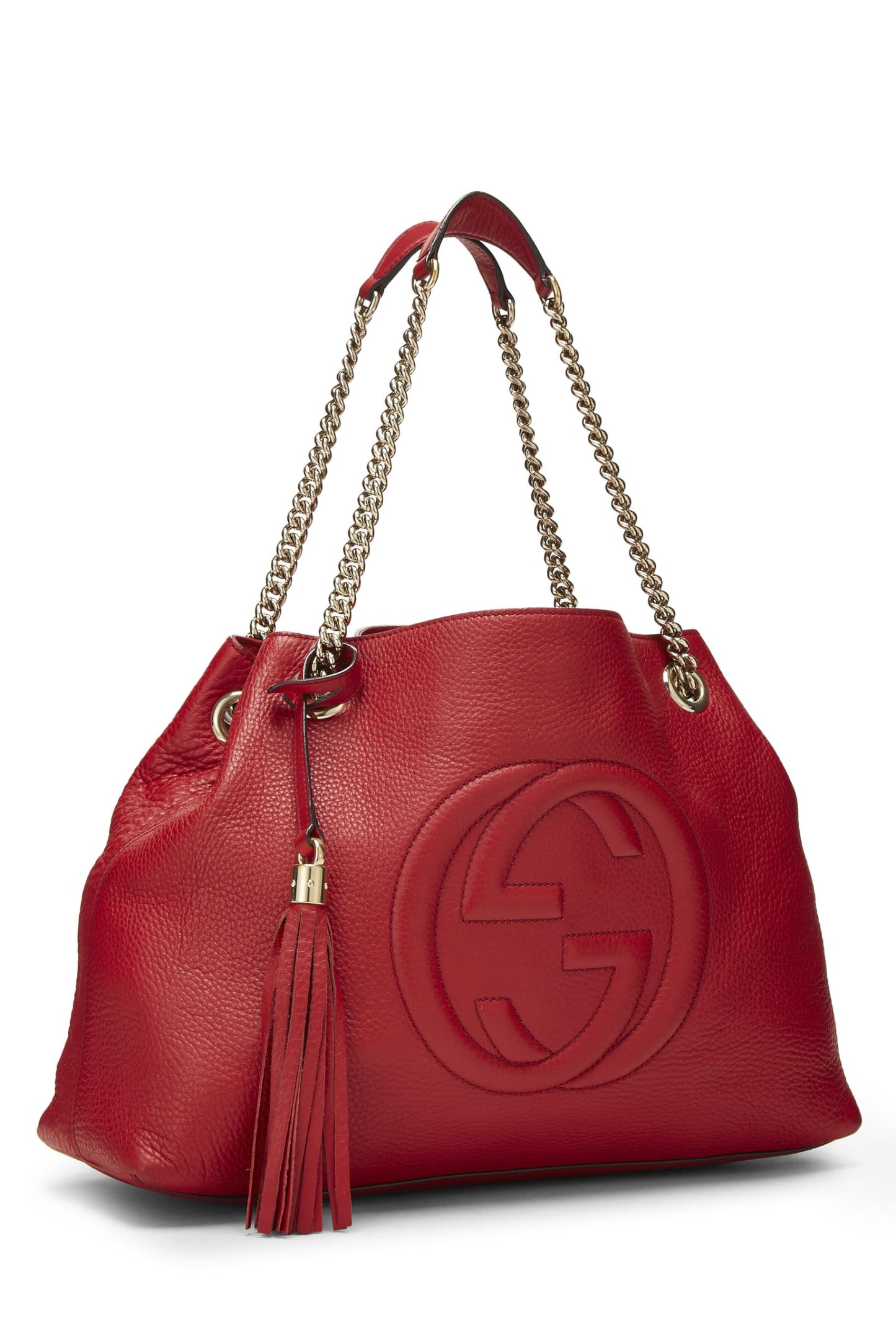 Gucci, Pre-Loved Red Leather Soho Chain Tote, Red