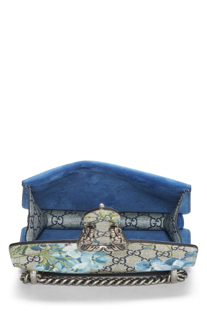 Gucci, sac à bandoulière Dionysus en toile suprême GG Blooms bleu d'occasion, mini, bleu