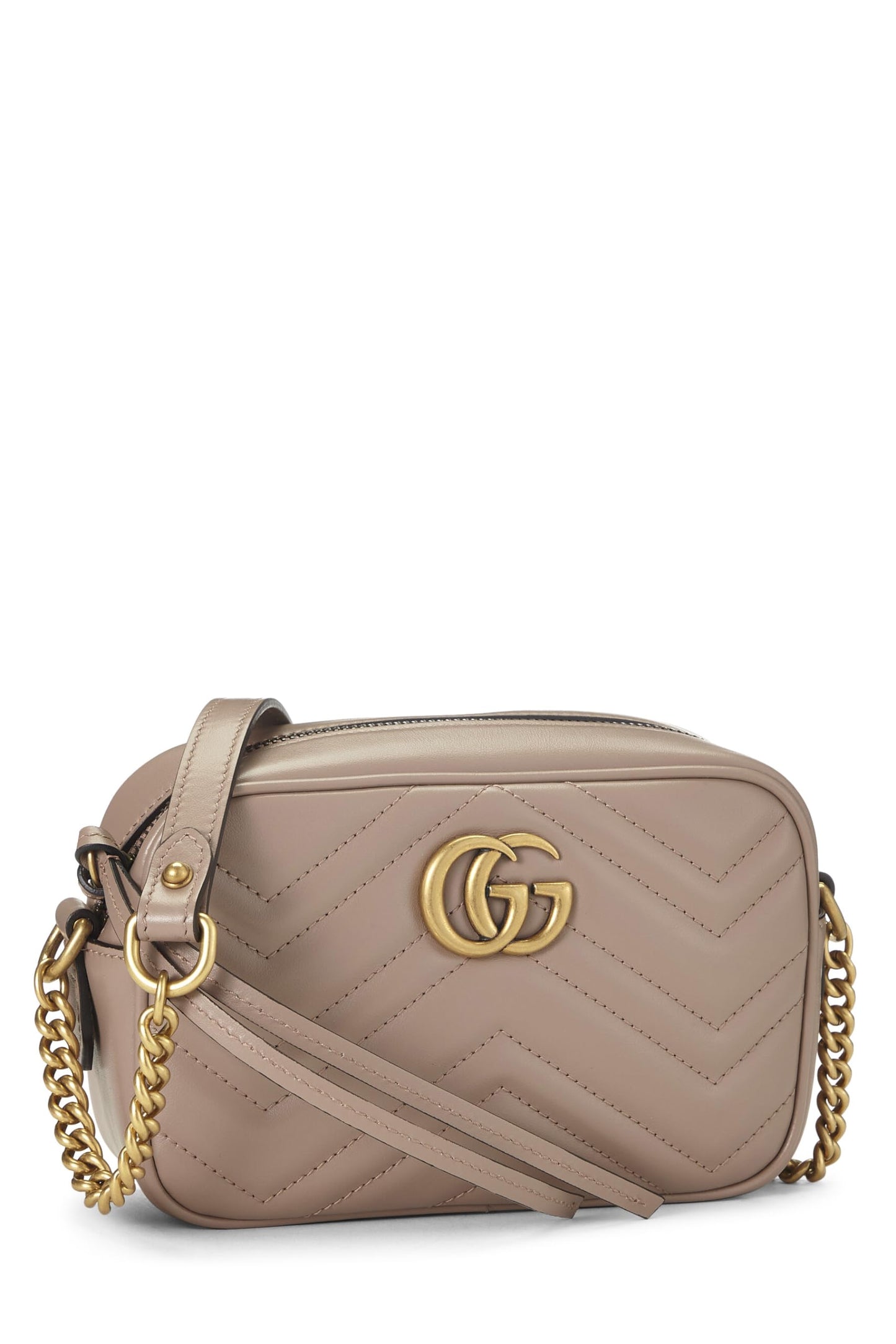 Gucci, Pre-Loved Pink Leather GG Marmont Crossbody Bag Small, Pink