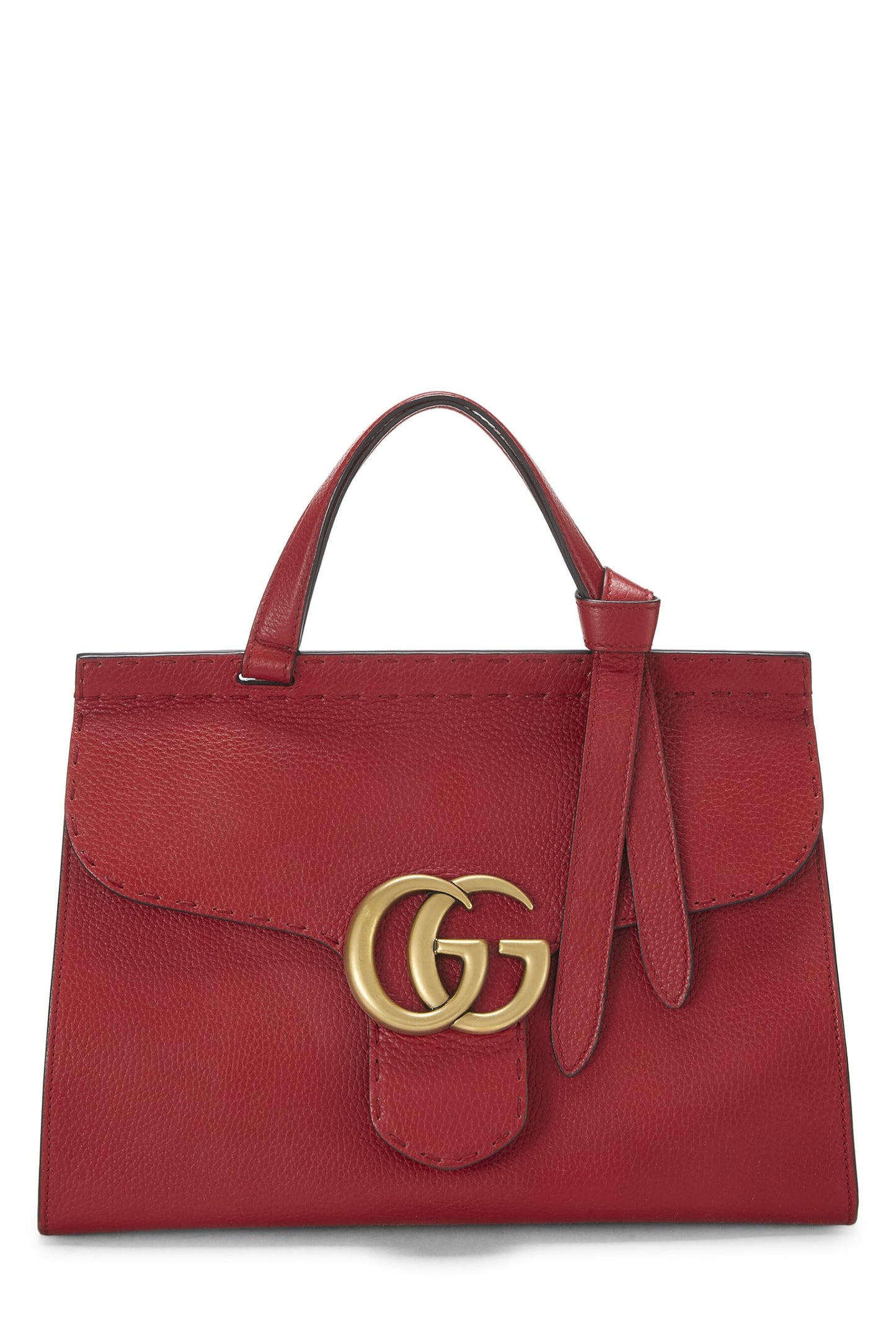 Gucci, sac à main à rabat GG Marmont en cuir rouge d'occasion, petit modèle, rouge