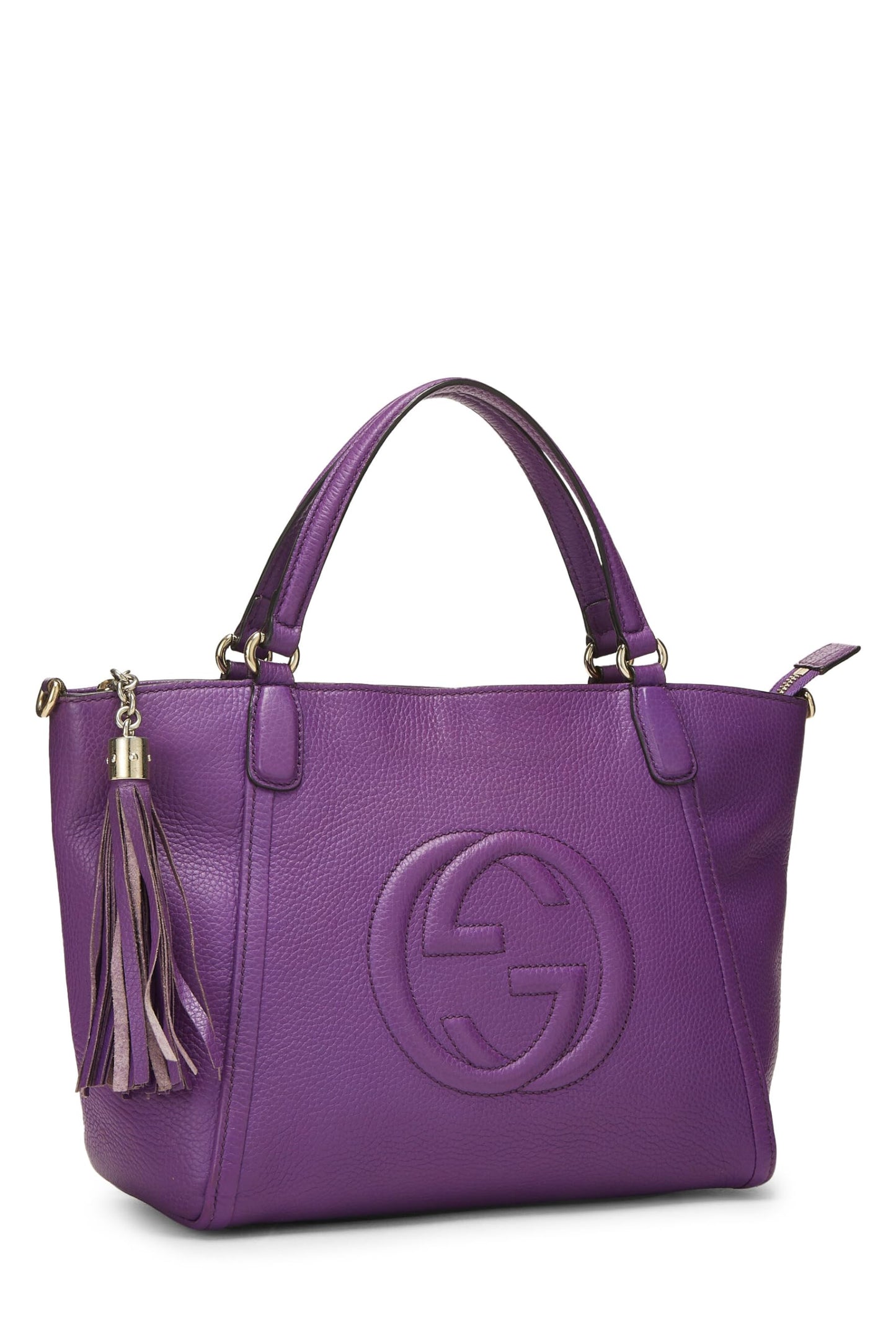 Gucci, Pre-Loved Purple Grained Leather Soho Top Handle Bag, Purple