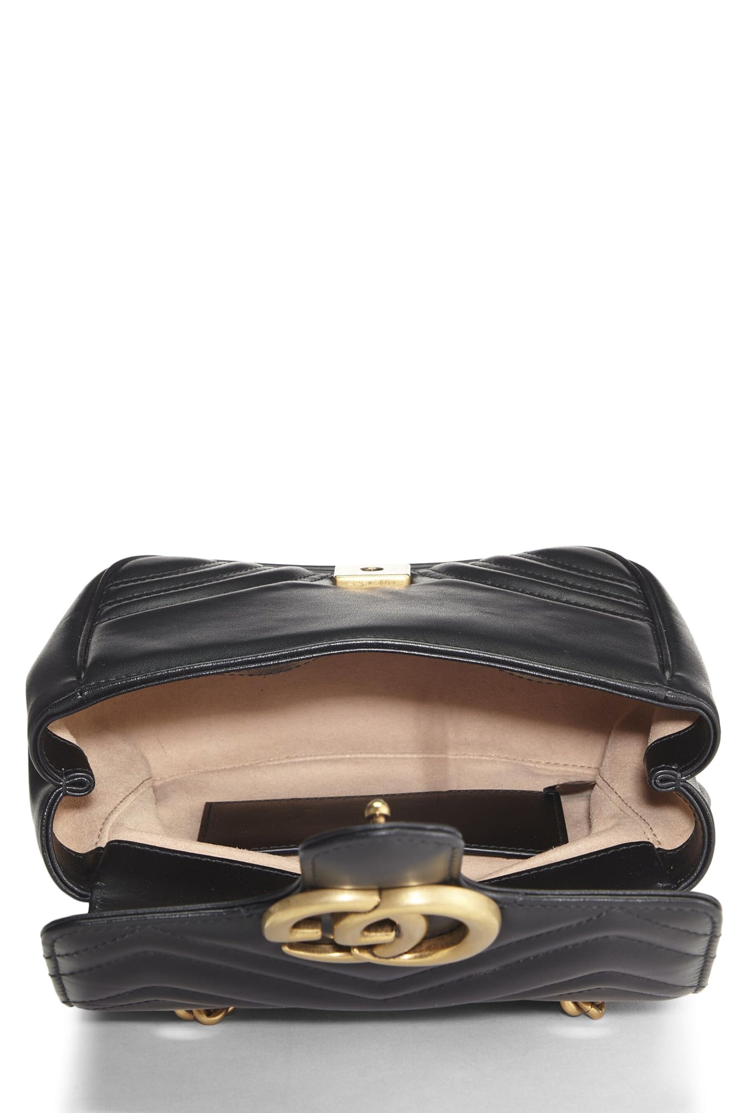 Gucci, Mini sac à bandoulière GG Marmont en cuir noir d'occasion, noir