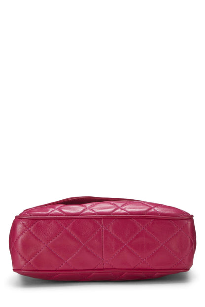 Chanel, Pre-Loved Pink Lambskin Diagonal Camera Bag Small, Pink