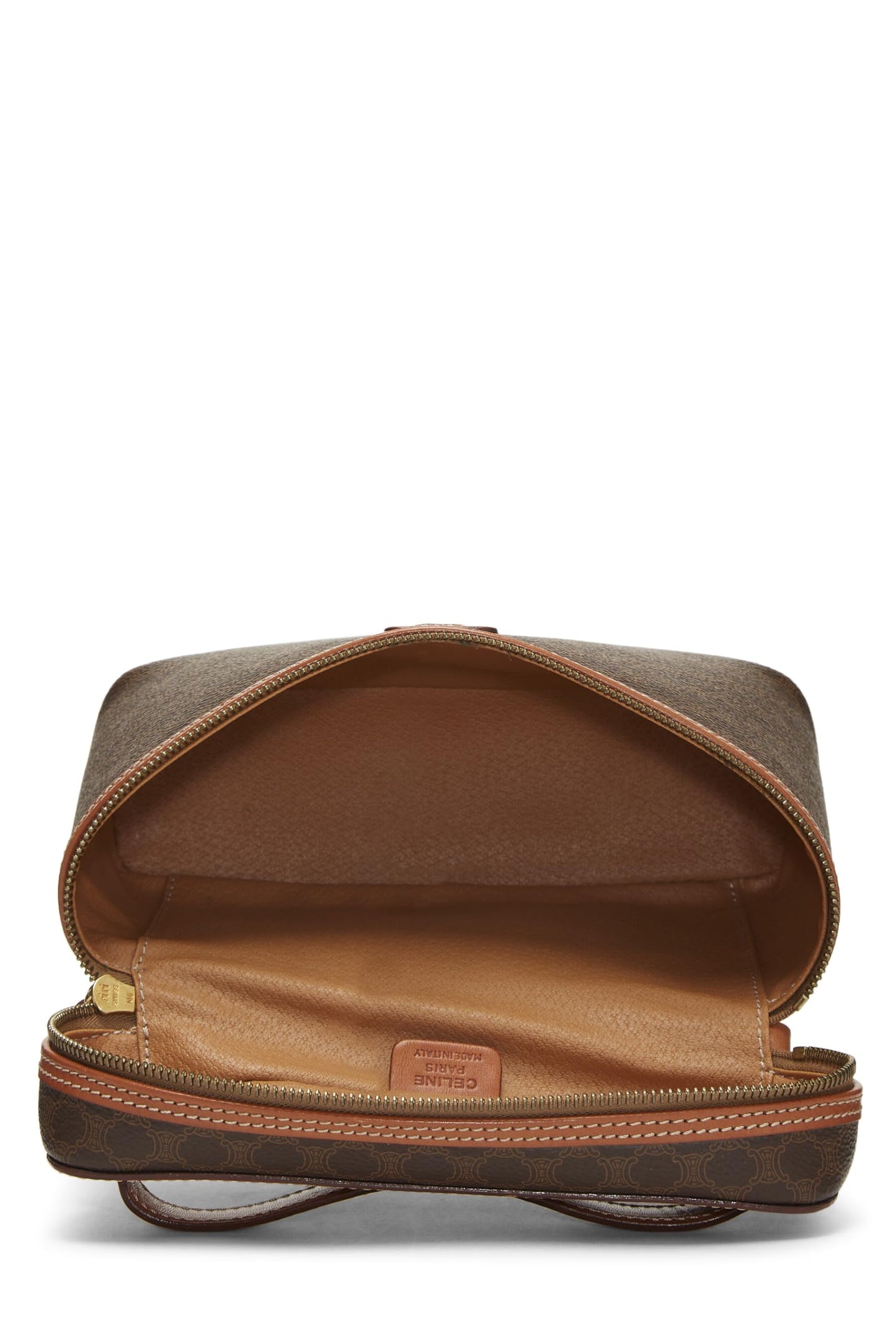 Céline, Pre-Loved Brown Coated Canvas Macadam Toiletry Bag, Brown