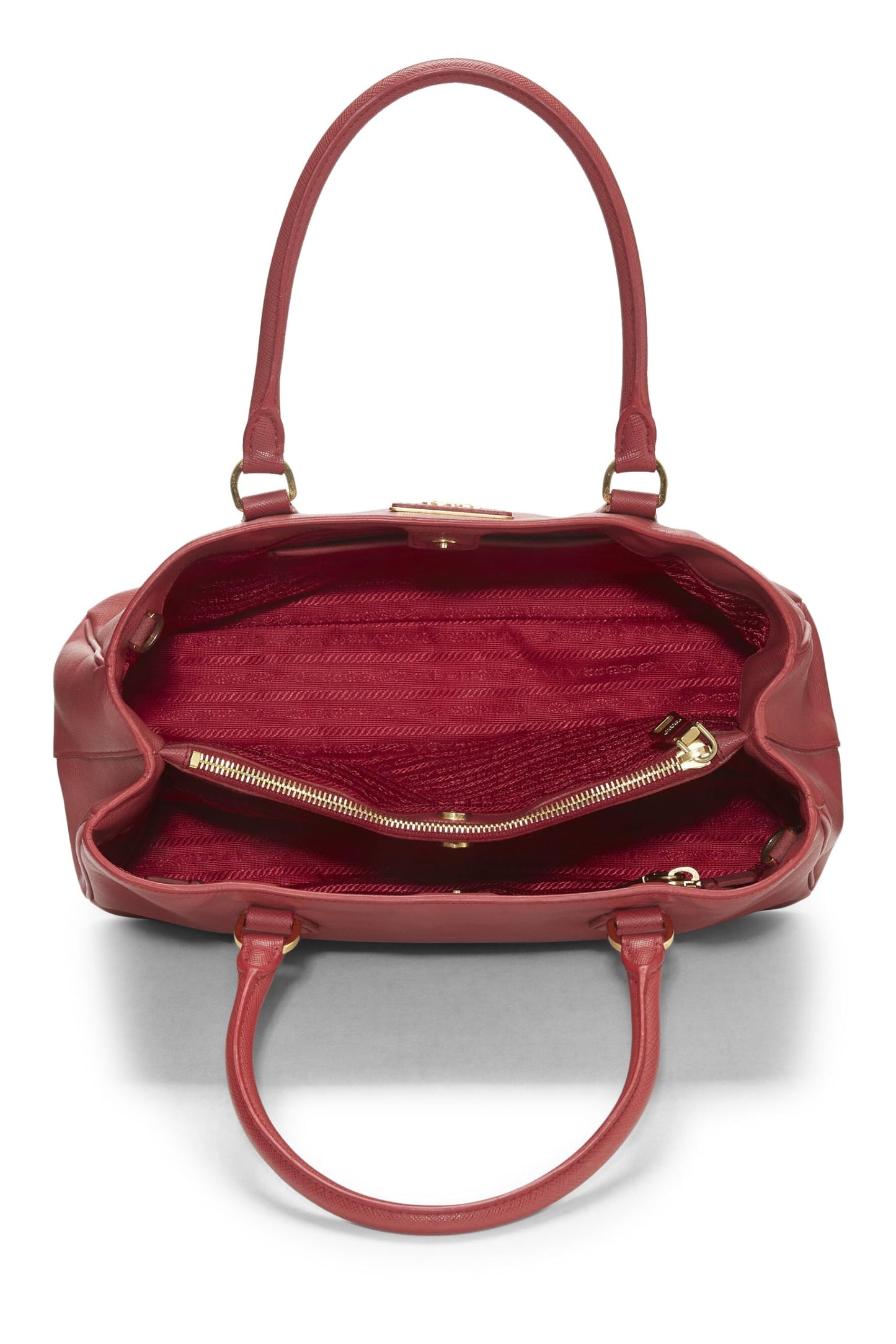 Prada, Pre-Loved Red Saffiano Executive Tote Small, Red