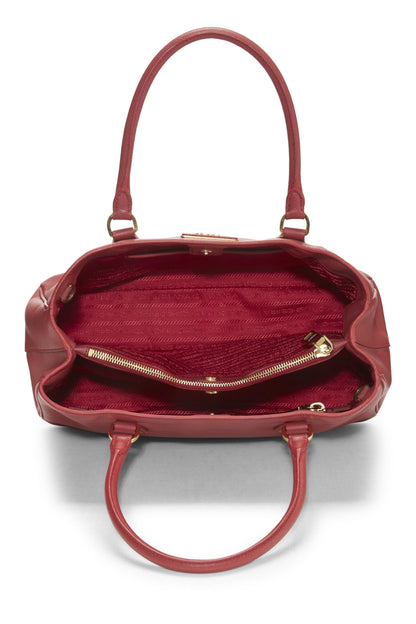 Prada, petit sac fourre-tout exécutif en saffiano rouge d'occasion, rouge