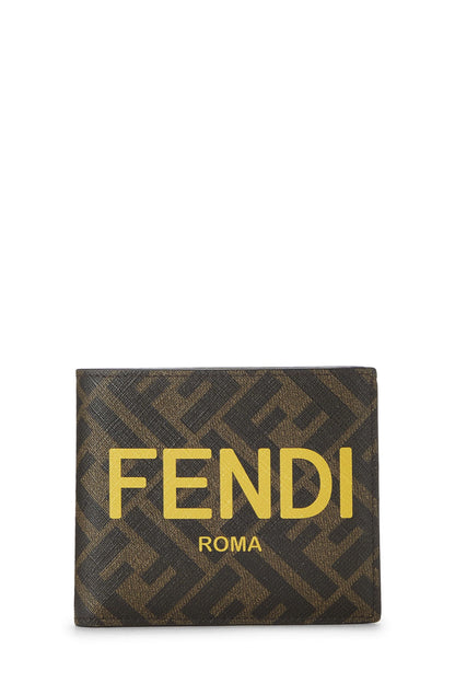 Fendi, portefeuille en toile enduite jaune Zucca d'occasion, jaune