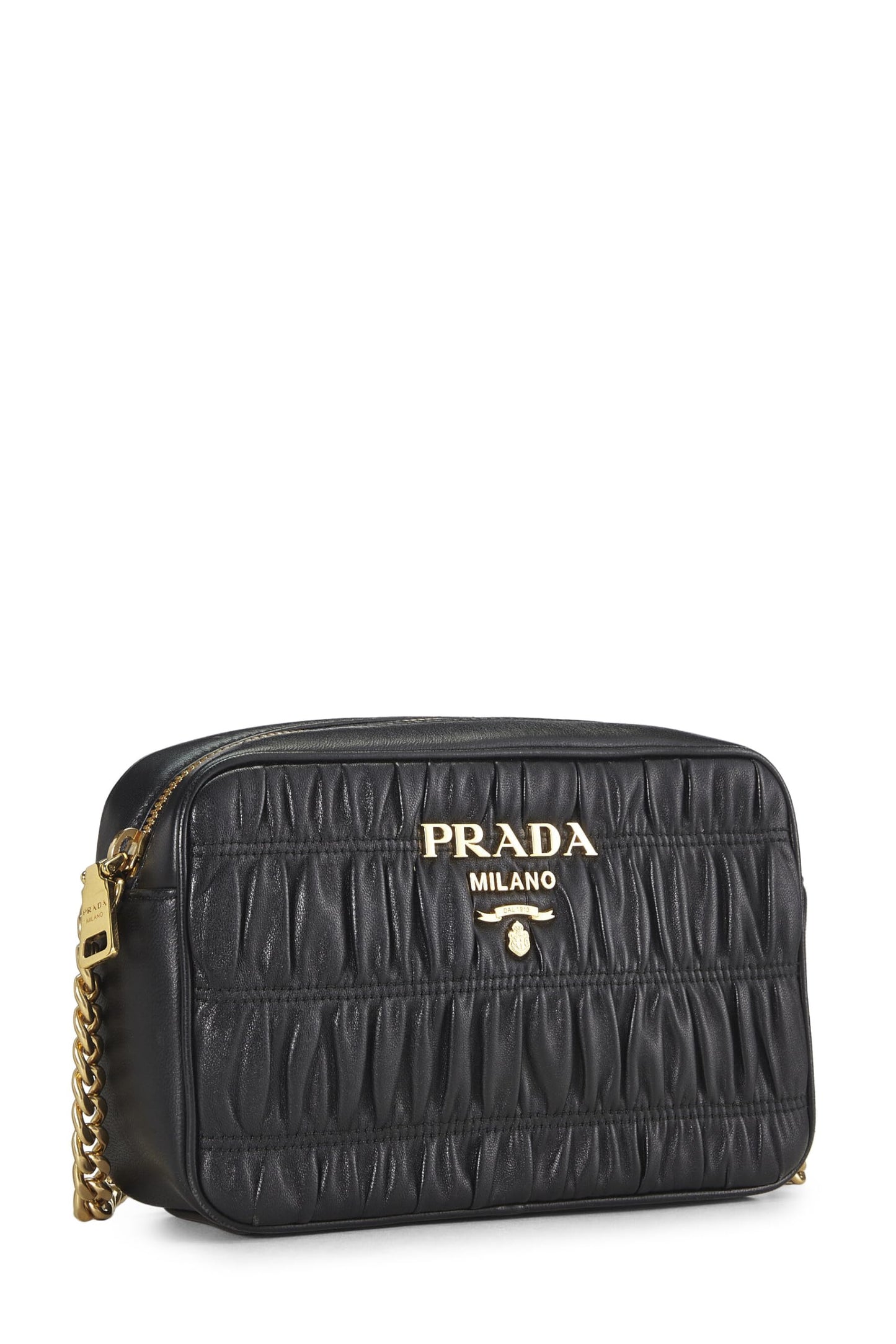 Prada, Bolso para cámara Gaufre de napa negra Pre-Loved, Negro