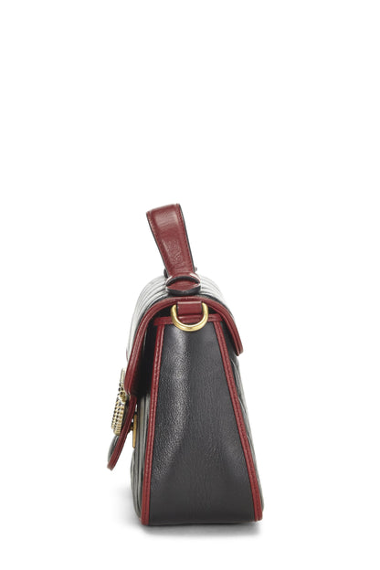 Gucci, Mini sac à main en cuir noir GG Marmont Torchon, d'occasion, multicolore