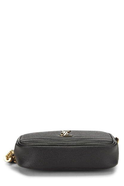 Yves Saint Laurent, Pre-Loved Black Grainy Leather Lou Camera Bag Mini, Black