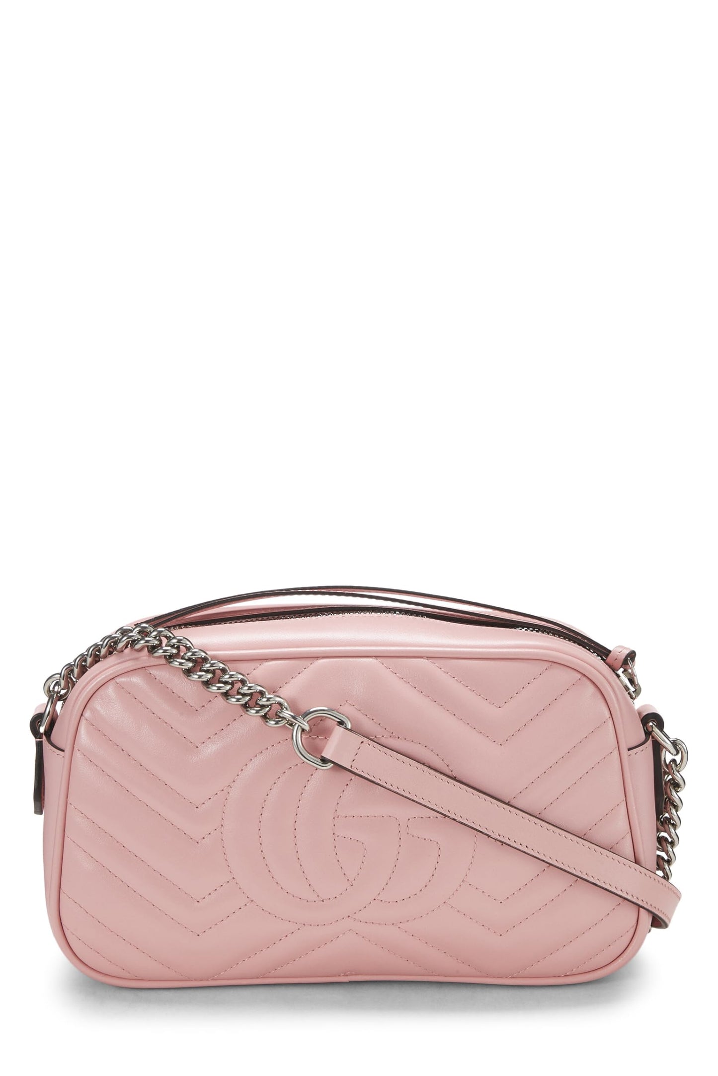 Gucci, sac à bandoulière GG Marmont en cuir rose d'occasion, petit modèle, rose