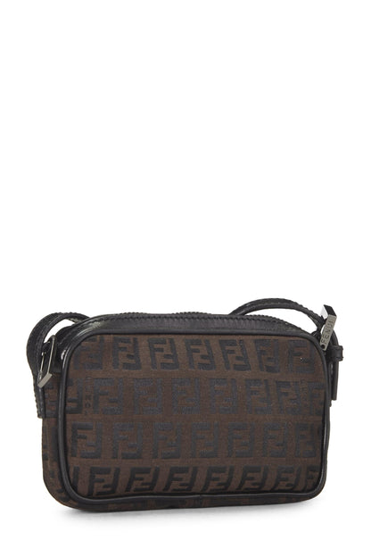 Fendi, Mini sac bandoulière en toile Zucchino marron d'occasion, marron