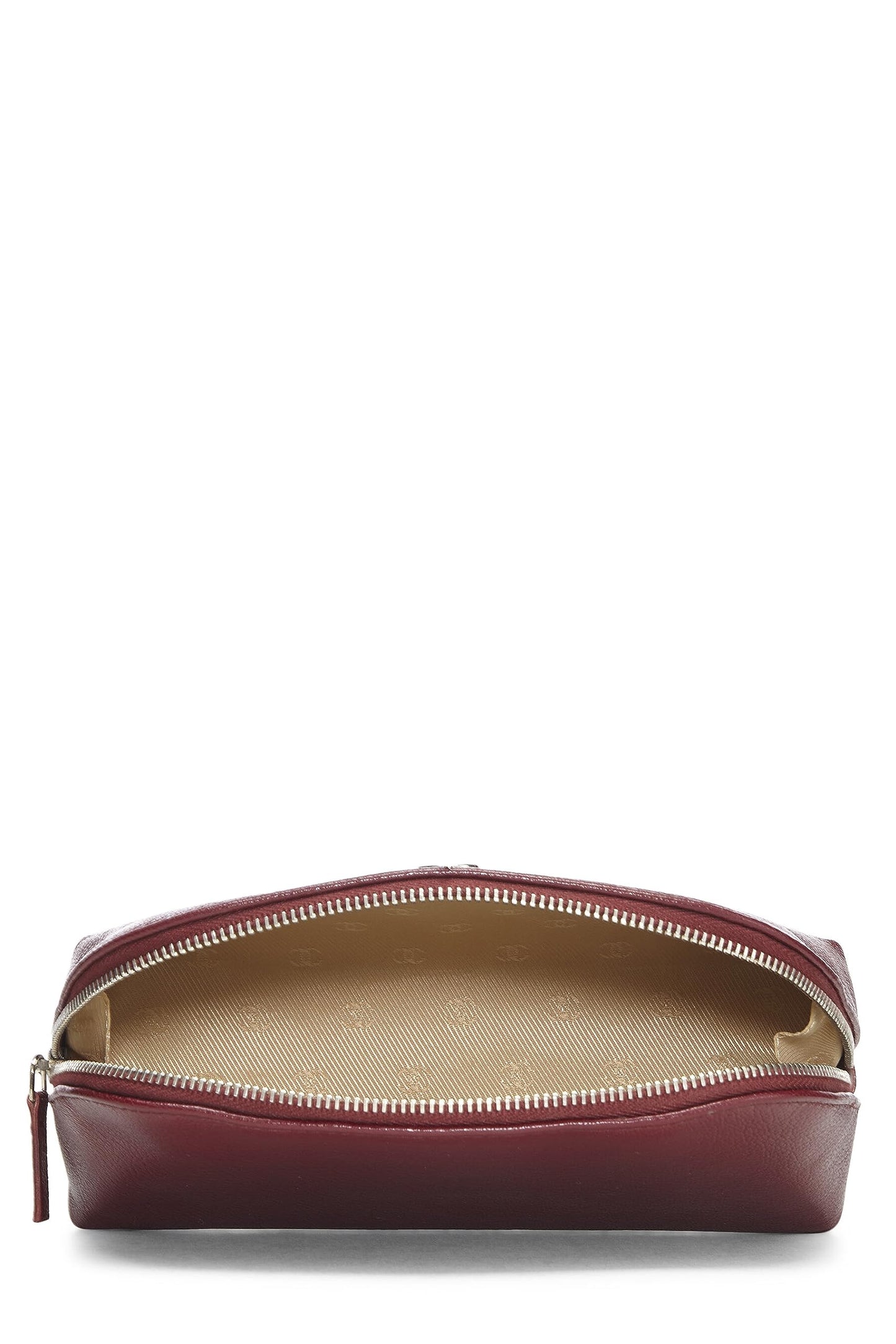 Chanel, Pre-Loved Burgundy Calfskin Cosmetic Pouch, Burgundy