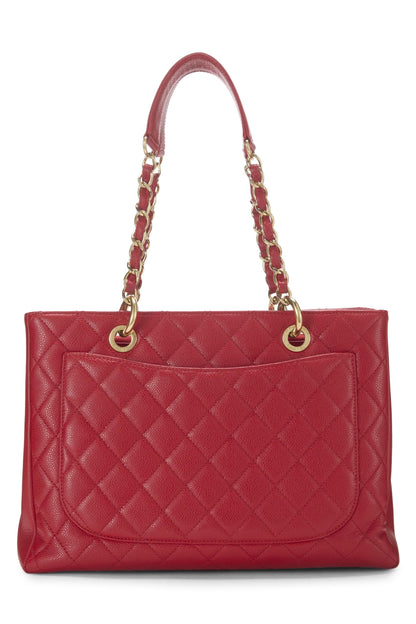 Chanel, Grand sac cabas Red Caviar d'occasion (GST), rouge