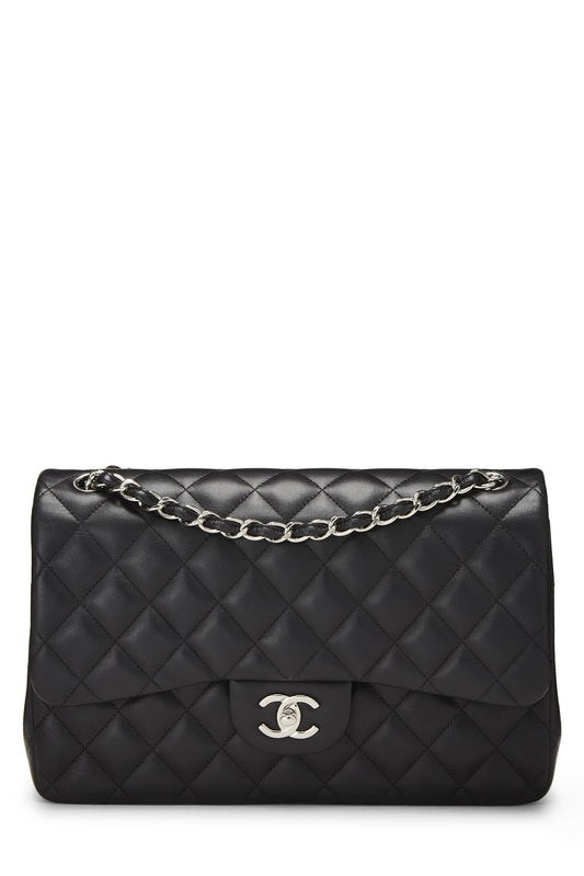 Chanel, Pre-Loved Black Quilted Lambskin New Classic Double Flap Jumbo, Black