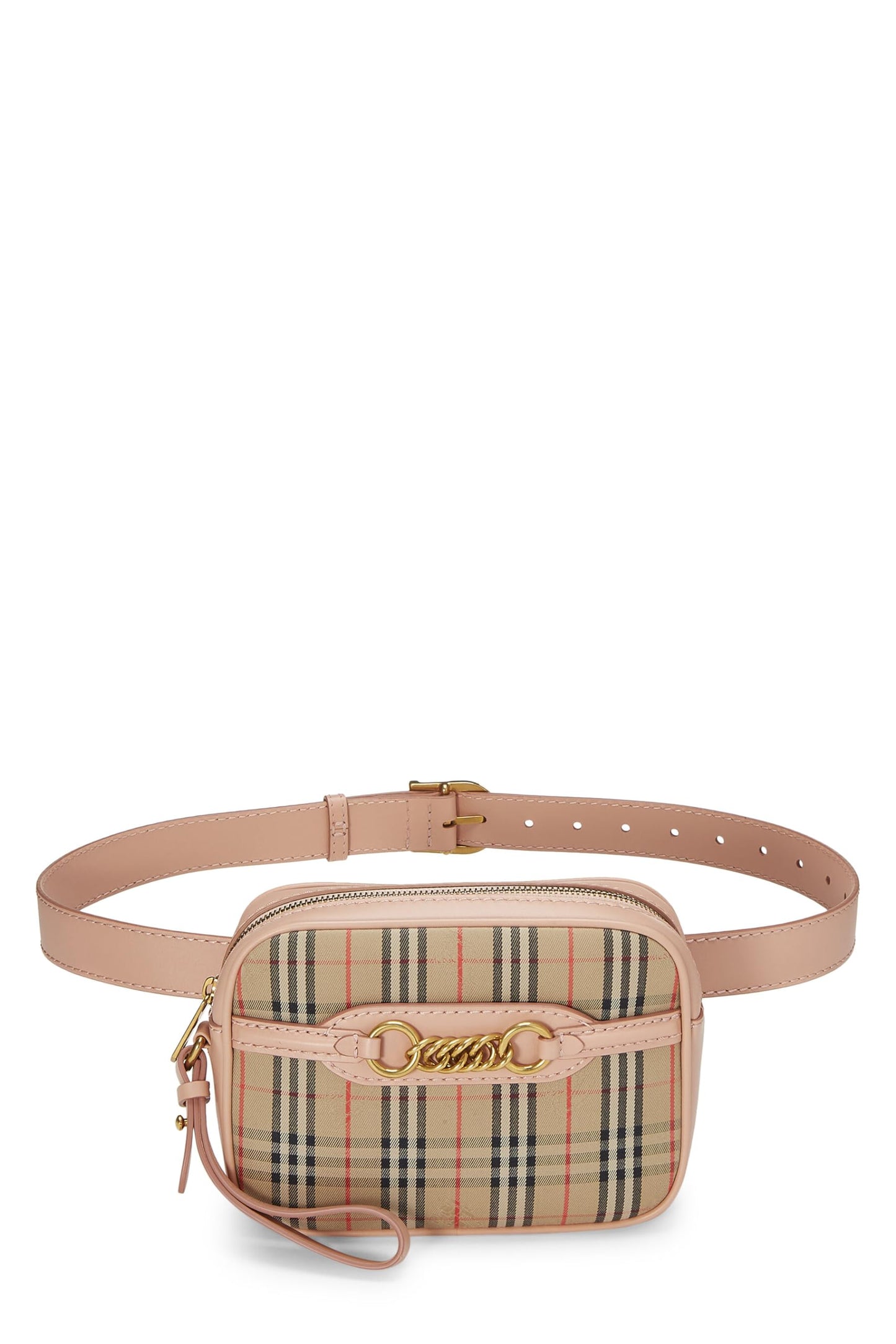 Burberry, Pre-Loved Pink Haymarket 1983 Check Canvas Belt Bag, Pink