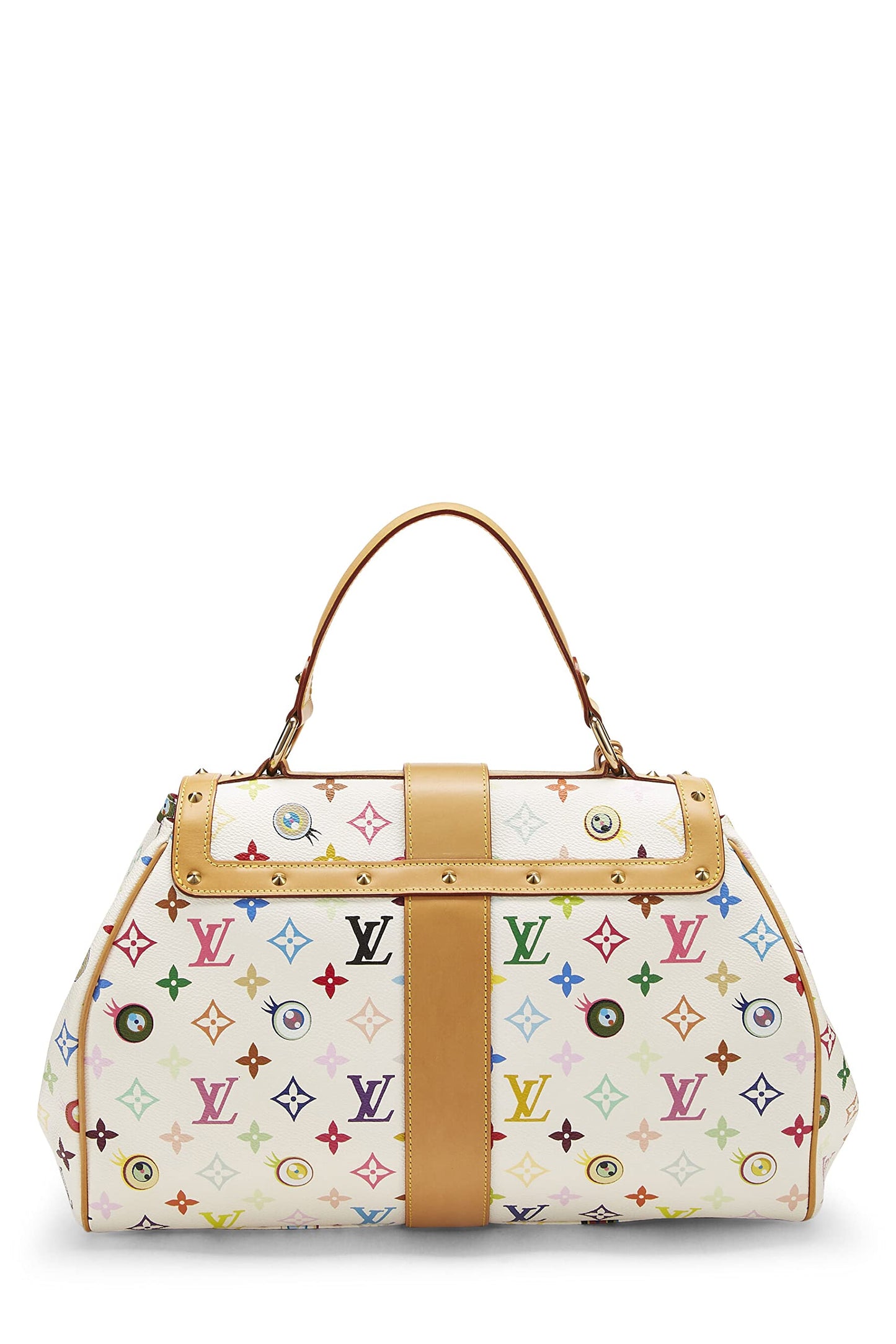 Louis Vuitton, Pre-Loved Takashi Murakami x Louis Vuitton White Monogram Multicolore Eye Love You Handbag, White