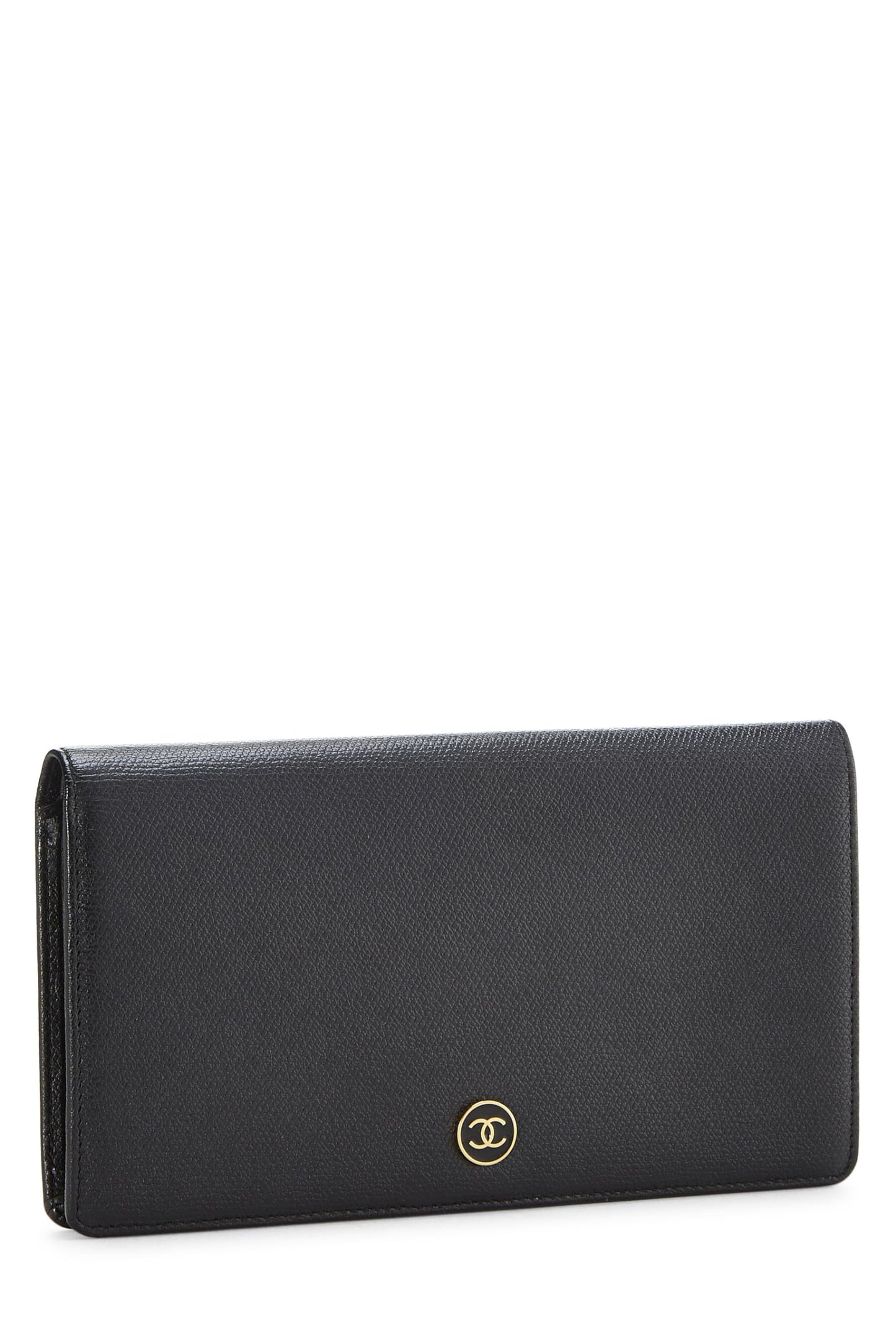 Chanel, Pre-Loved Black Calfskin Long Wallet, Black