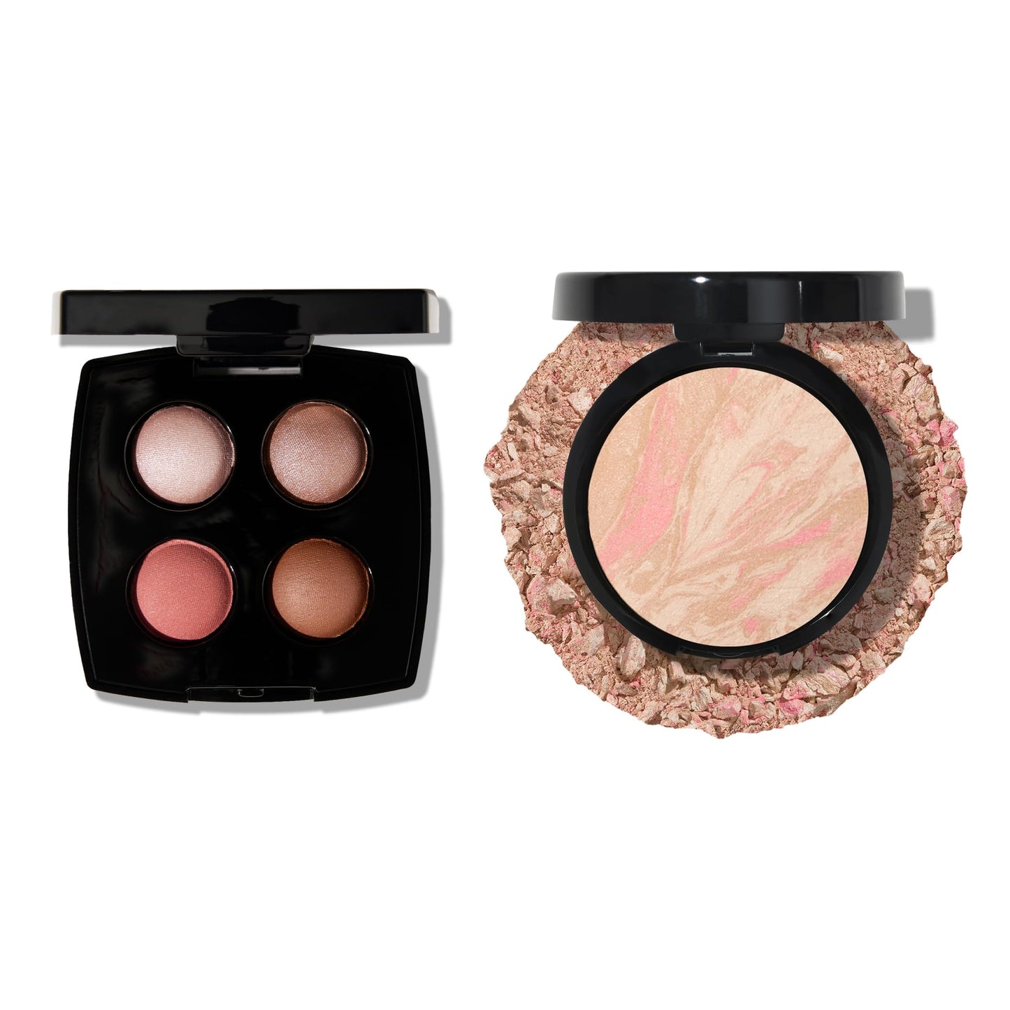 LAURA GELLER NEW YORK Baked Balance-n-Brighten Powder Foundation, Porcelain + Baked Eyeshadow Quad, Pink Buttercream