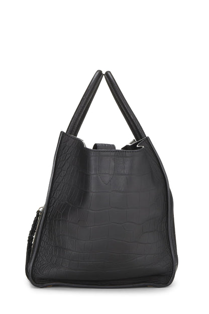 Céline, Pre-Loved Black Embossed Crocodile Phantom Medium, Black