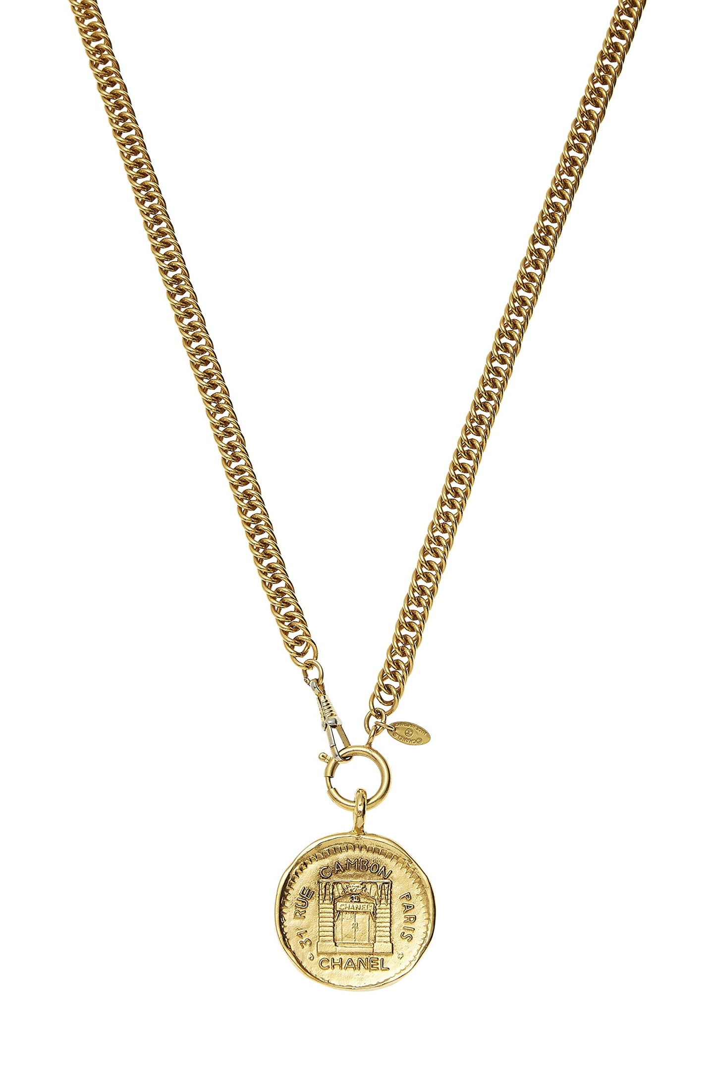 Chanel, Collier long médaillon en or d'occasion, or