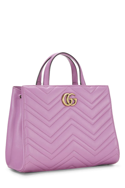 Gucci, Pre-Loved Pink Leather GG Marmont Top Handle Bag Small, Pink