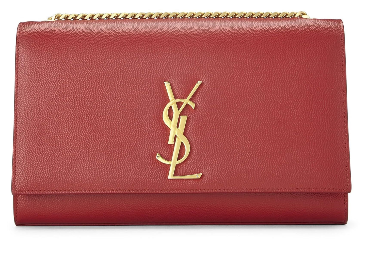 Yves Saint Laurent, Pre-Loved Red Grainy Calfskin Kate Medium, Red