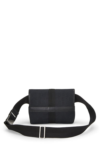 Gucci, sac ceinture à rabat en toile GG noir d'occasion, petit modèle, noir