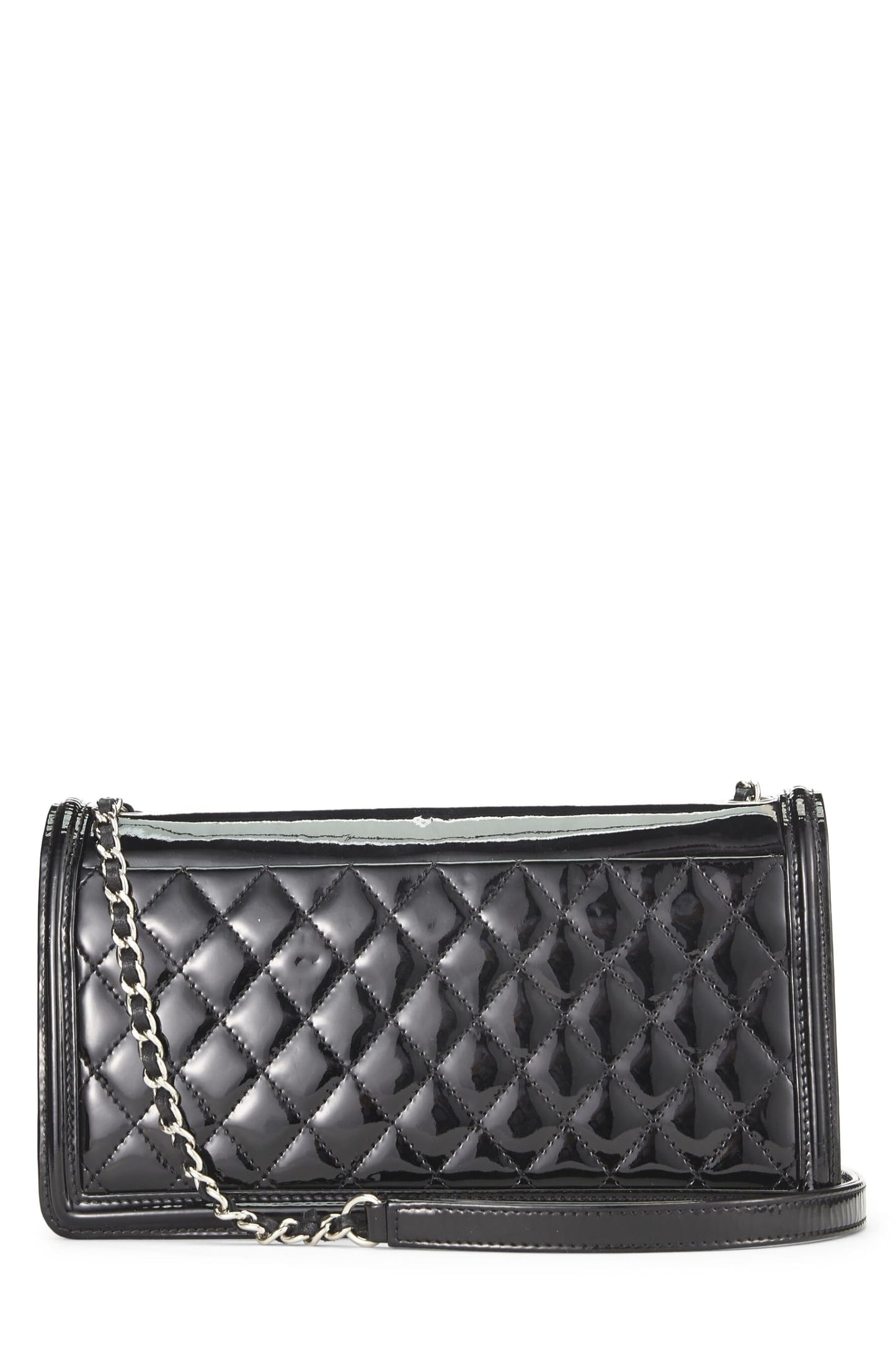 Chanel, Solapa tipo ladrillo Boy de charol negro Pre-Loved, Negro