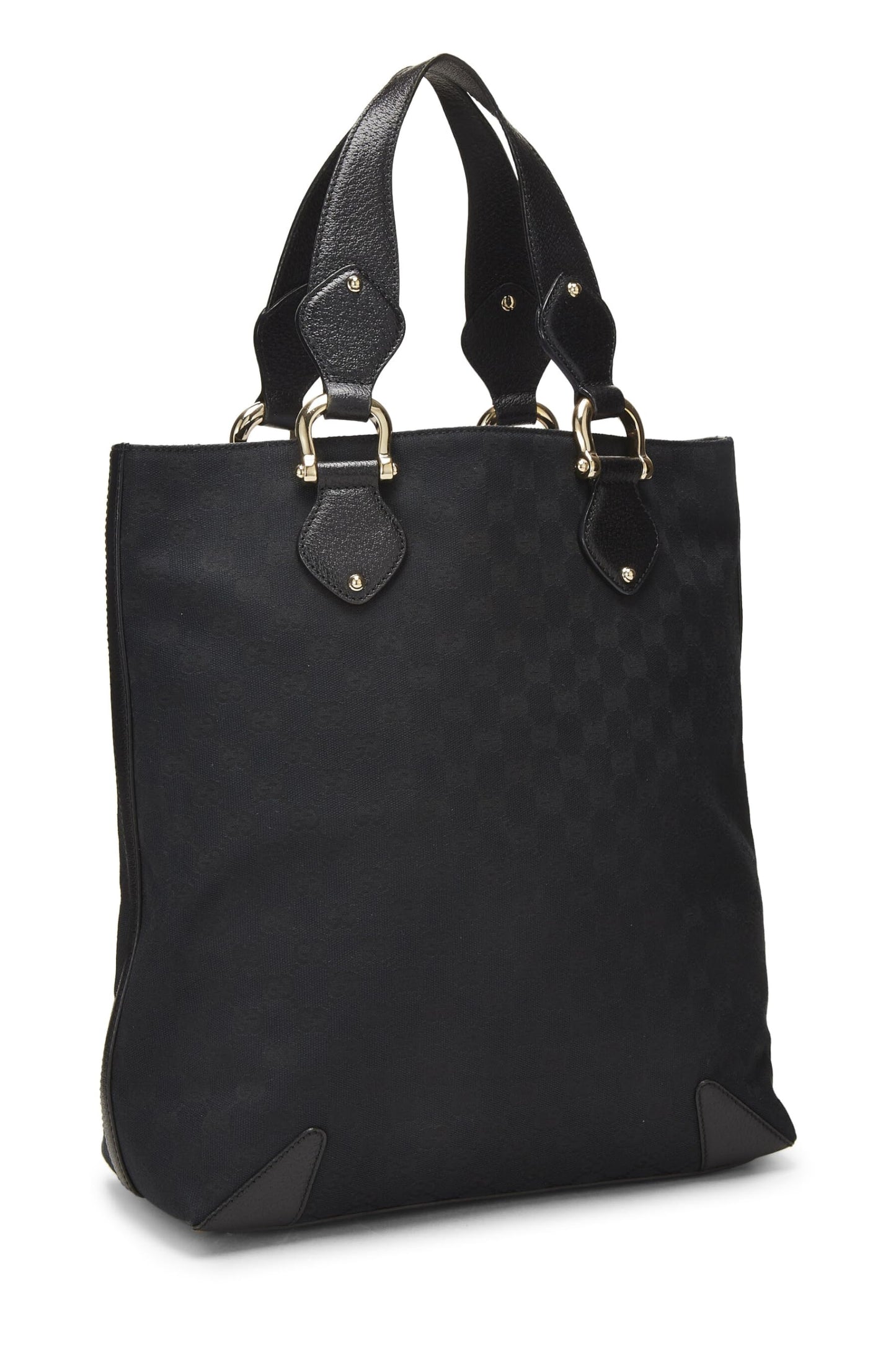 Gucci, sac fourre-tout en toile GG noir d'occasion de taille moyenne, noir