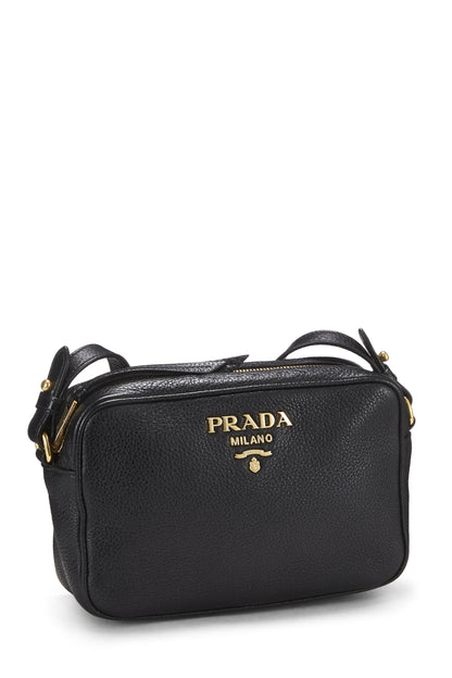 Prada, Sac pour appareil photo Vitello Daino noir pré-aimé, Noir