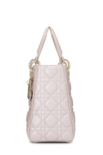 Dior, Pre-Loved Pearly Pink Cannage Quilted Lambskin Lady Dior Medium, Pink