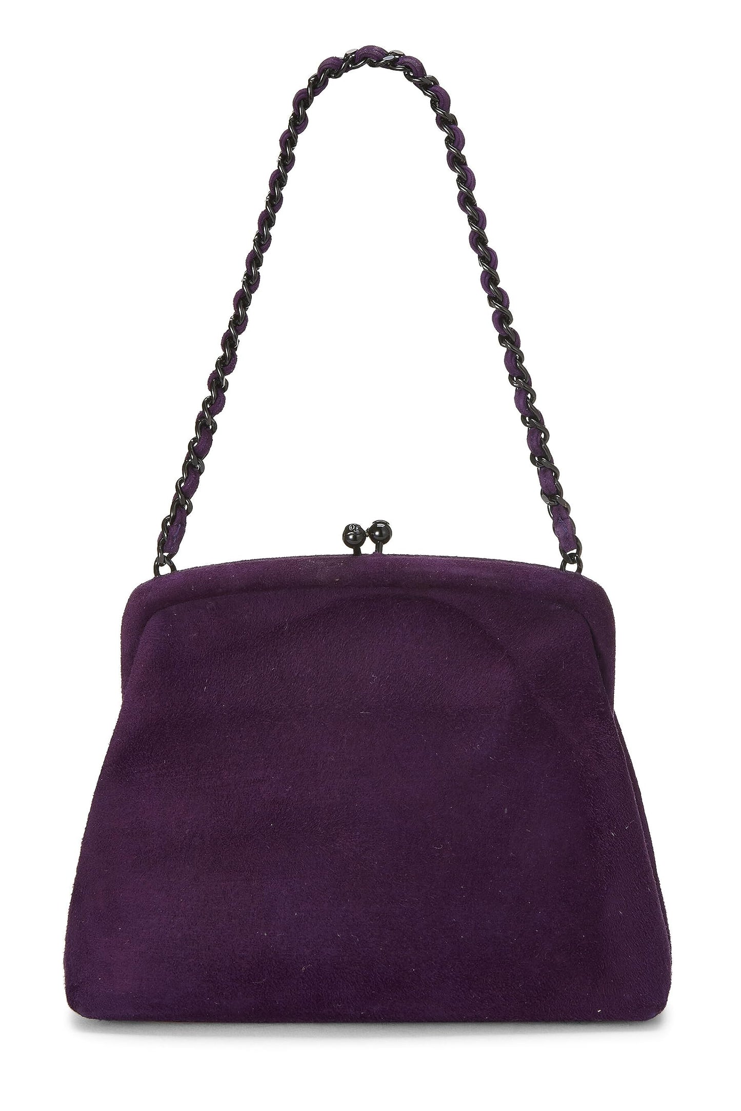 Chanel, Pre-Loved Purple Suede Kiss Lock Mini Bag, Purple