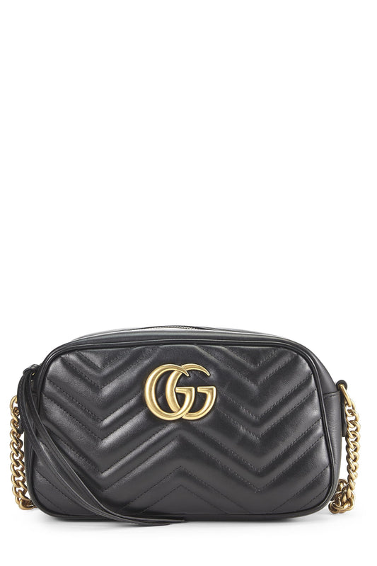 Gucci, sac à bandoulière GG Marmont en cuir noir d'occasion, noir