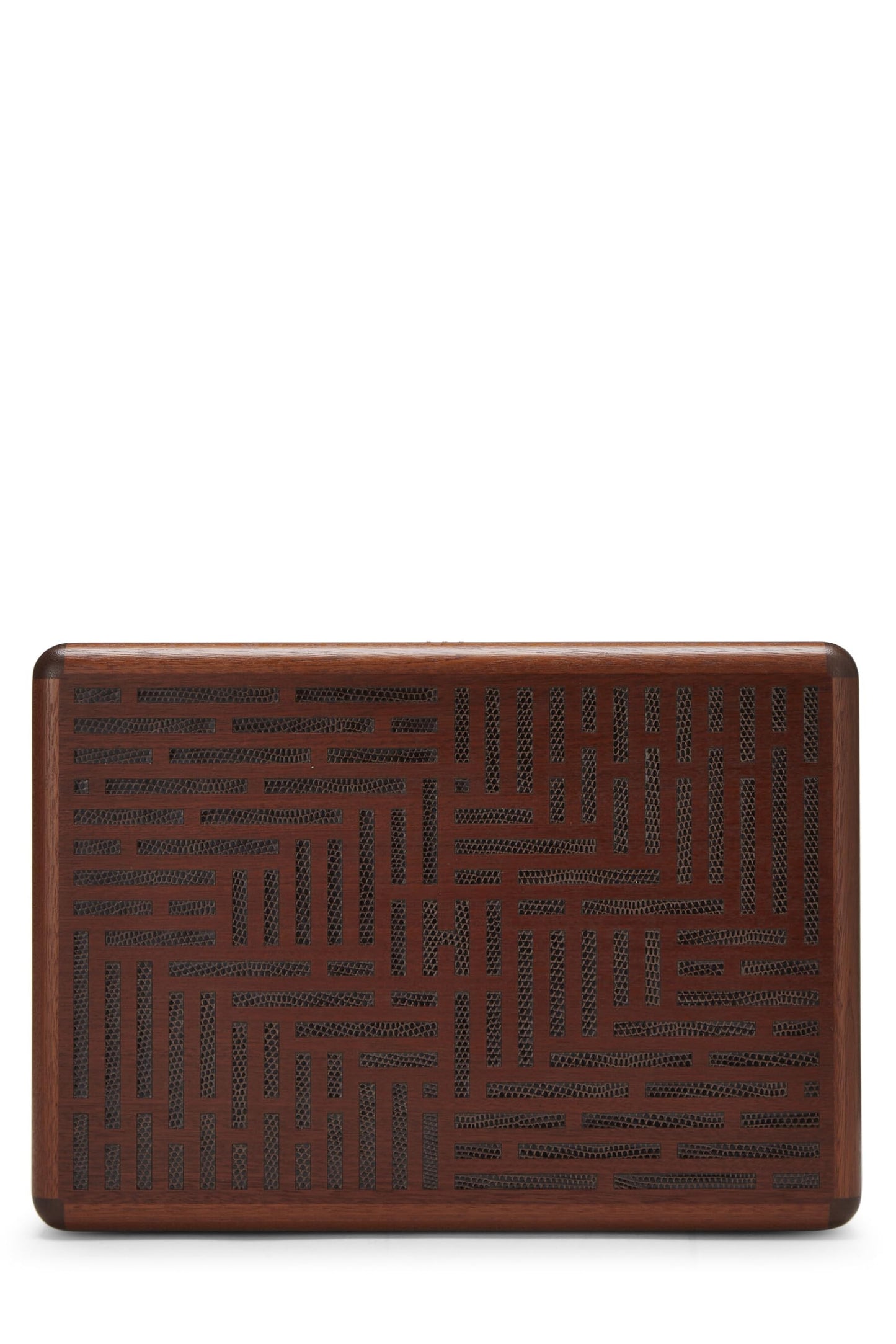 Hermès, Pre-Loved Brown Wood Lizard Cigar Box, Brown