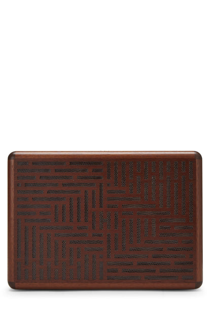 Hermès, Pre-Loved Brown Wood Lizard Cigar Box, Brown