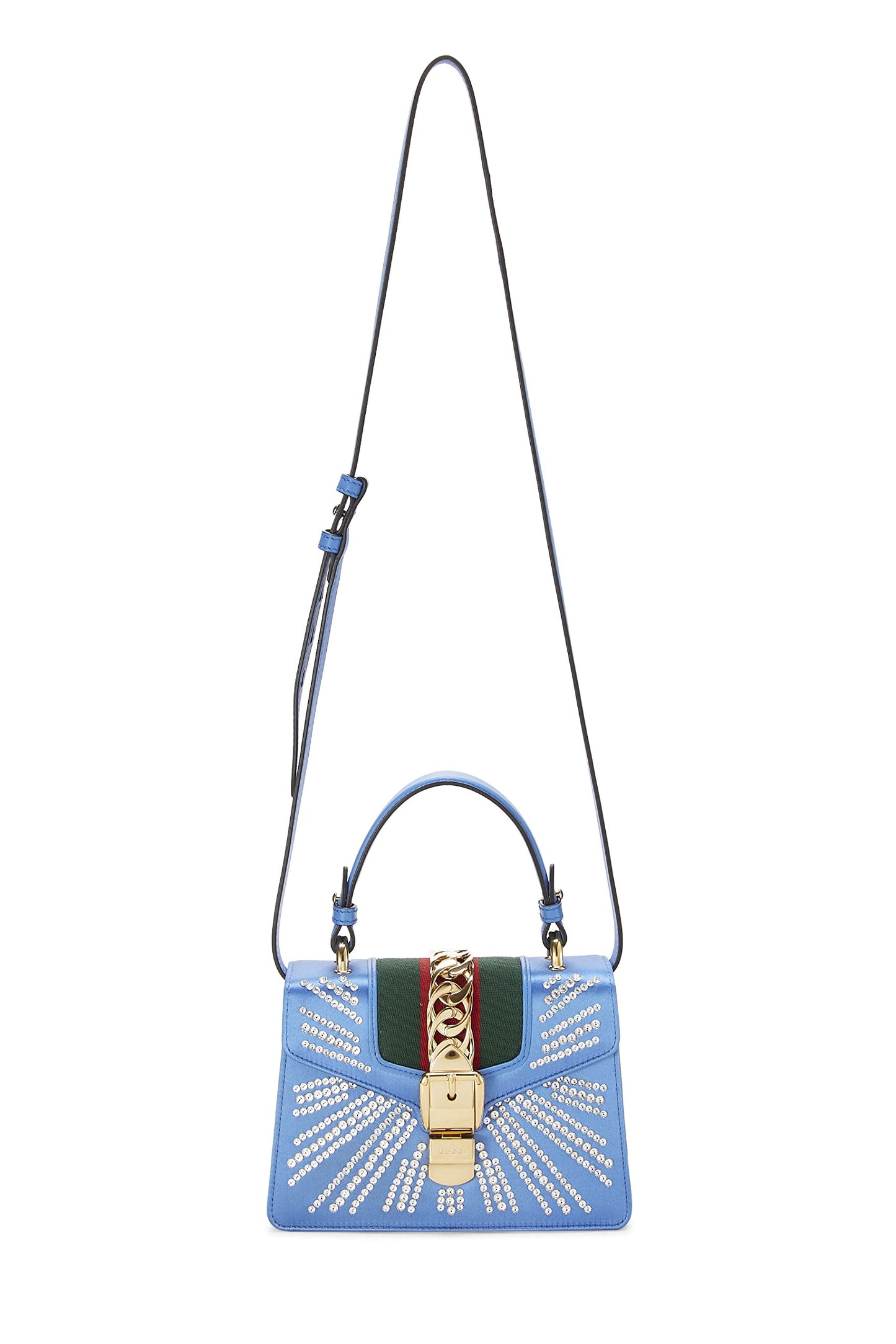 Gucci, Pre-Loved Blue Satin Sylvie Handbag Mini, Blue