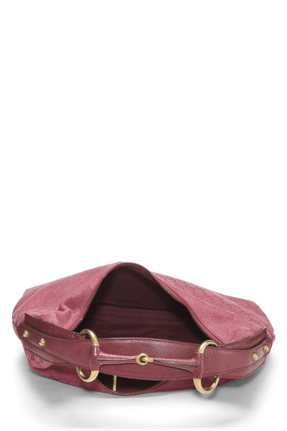 Gucci, sac hobo en toile GG Horsebit rose d'occasion, rose