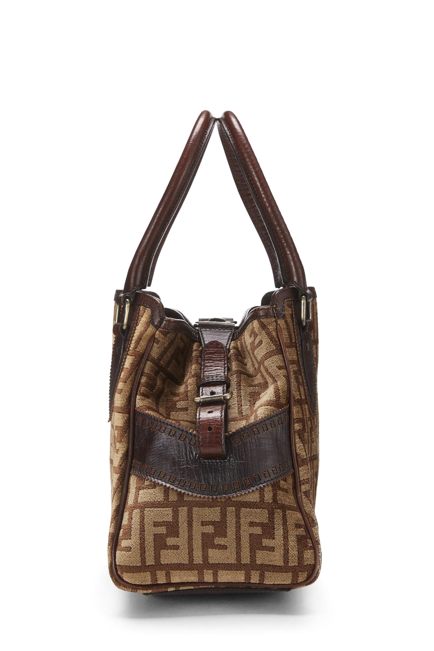 Fendi, Sac Du Jour Medium en velours marron Zucca d'occasion, marron