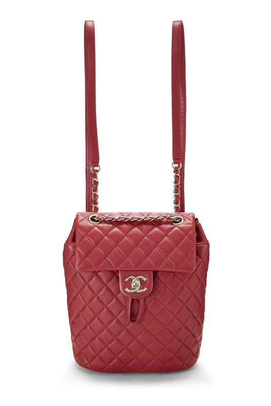 Chanel, Pre-Loved Red Quilted Lambskin Urban Spirit Backpack Small, Red