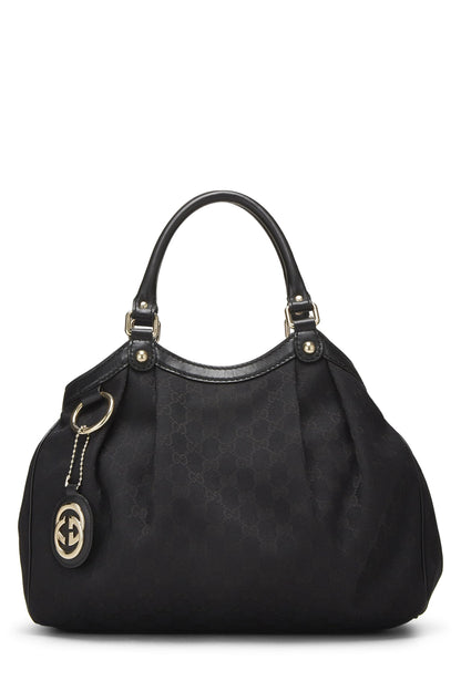 Gucci, sac fourre-tout Sukey en toile noire d'origine GG d'occasion, noir