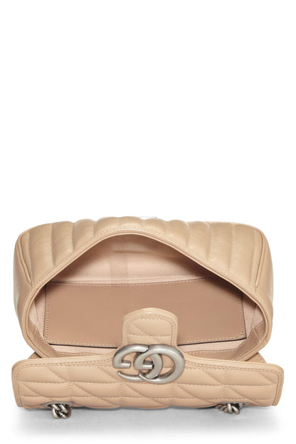 Gucci, sac à bandoulière GG Marmont en cuir beige d'occasion, beige