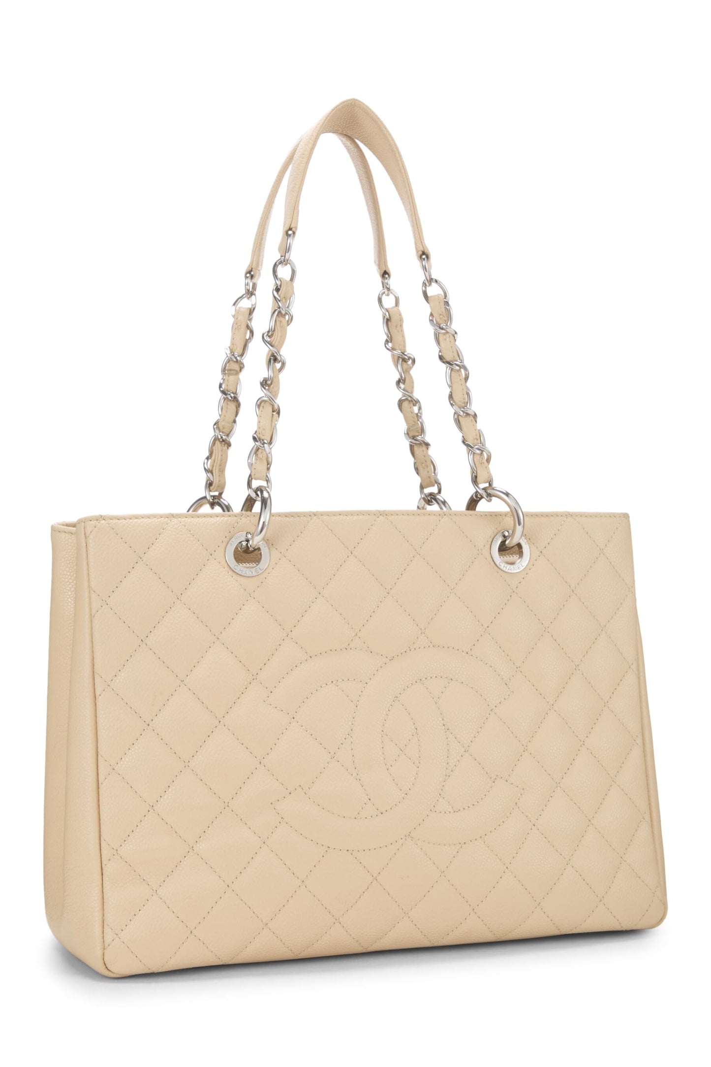 Chanel, Bolso shopping Grand de caviar acolchado beige Pre-Loved (GST), Beige