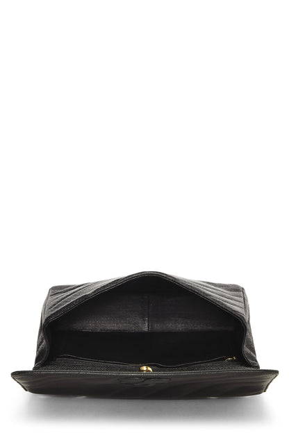 Chanel, Pre-Loved Black Caviar Diagonal Flap Jumbo, Black