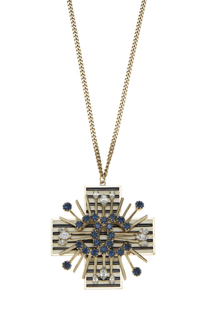 Chanel, Collier Croix "CC" en Or et Cristal d'occasion, Or