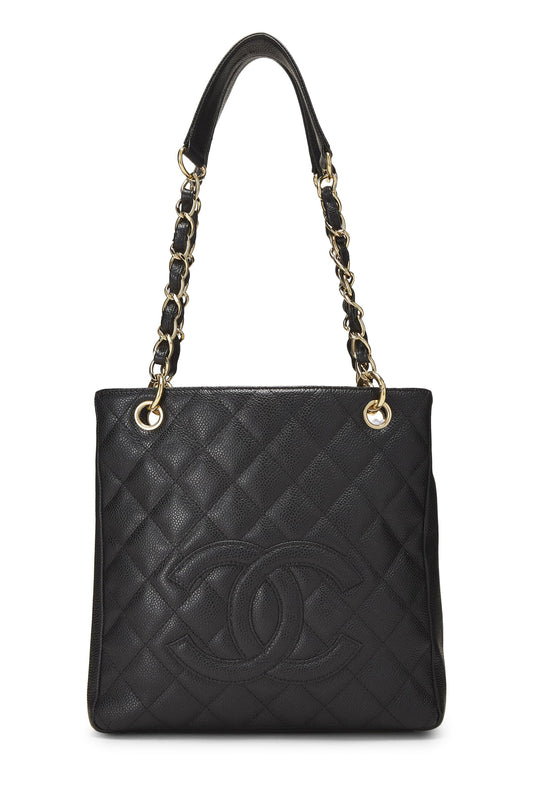 Chanel, Pre-Loved Black Quilted Caviar Petite Shopping Tote (PST), Black