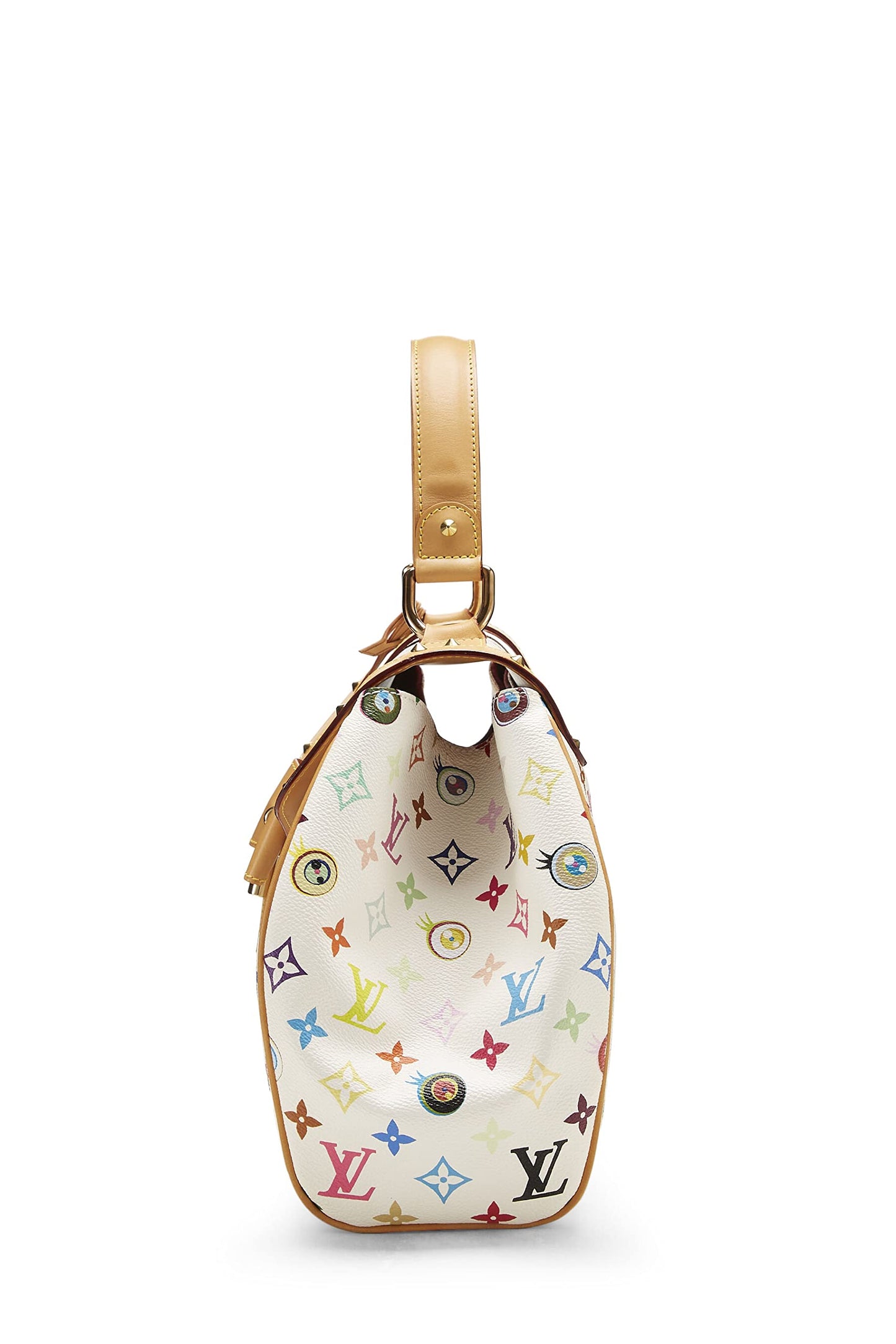 Louis Vuitton, Pre-Loved Takashi Murakami x Louis Vuitton White Monogram Multicolore Eye Love You Handbag, White